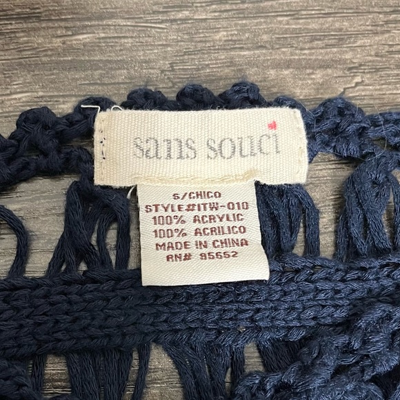 🎉 HP 🎉 Sans Souci Navy Loose Knit Oversized Dolman Style Blouse, Size S - Picture 6 of 9